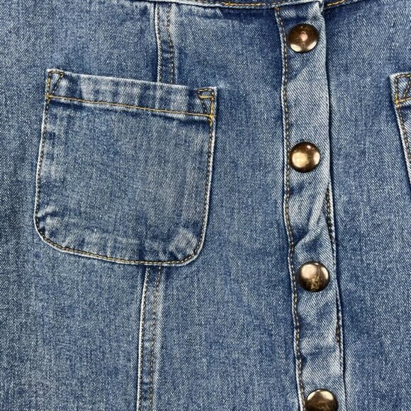 BDG Urban Outfitters denim mini skirt A line snap front blue size Medium - Picture 2 of 5
